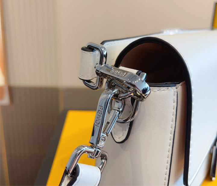 All white Fendi shoulder handbag