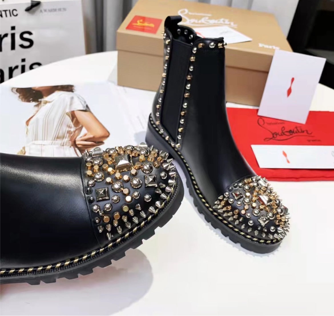 New red bottom woman boots