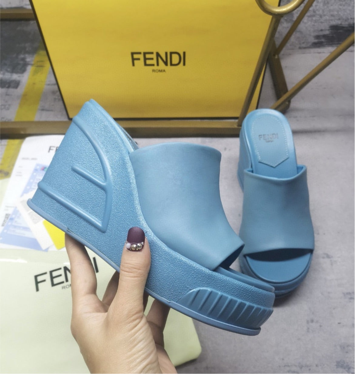 New Fendi slide in wedge