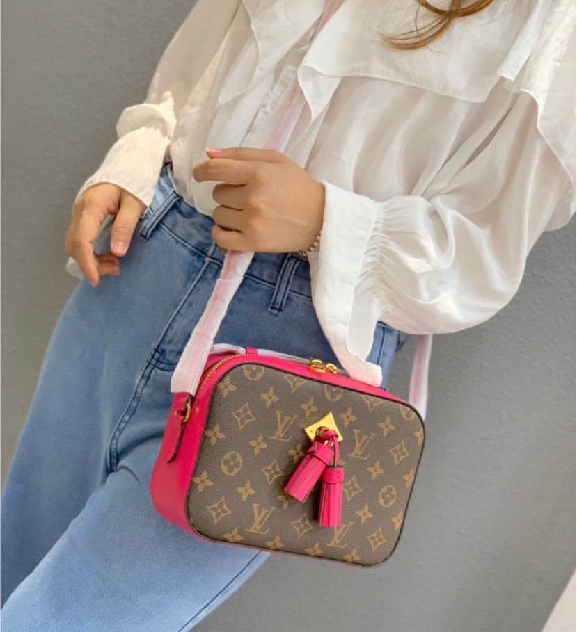 leather brown / Pink LV handbag