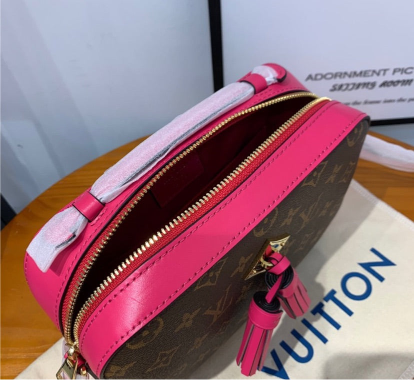 leather brown / Pink LV handbag