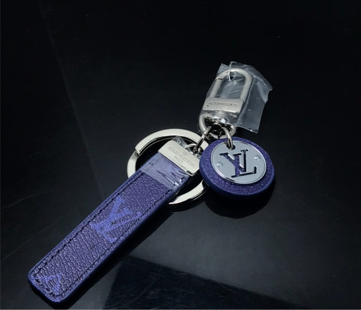 Blue/silver LV handbag keychain