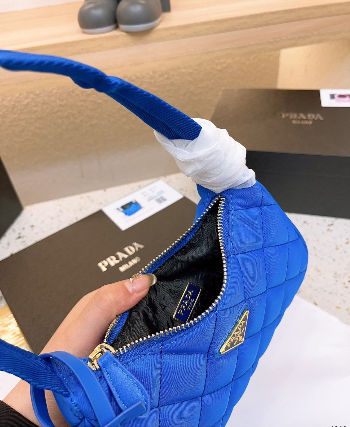 New Prada Blu woman handbag
