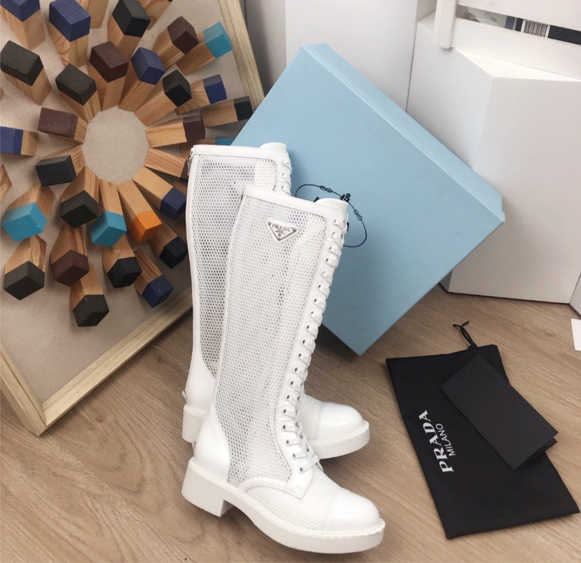 White Prada new woman boots