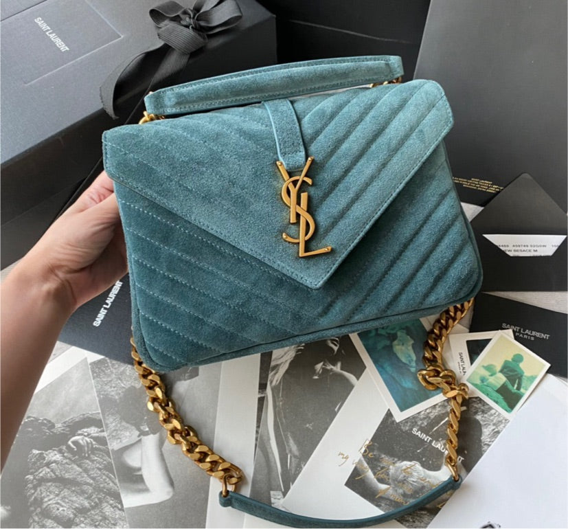 YSL suede material shoulder handbag