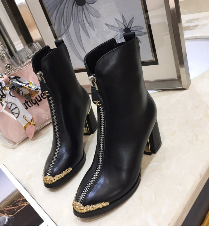 Black / Gold CHANEL Boots