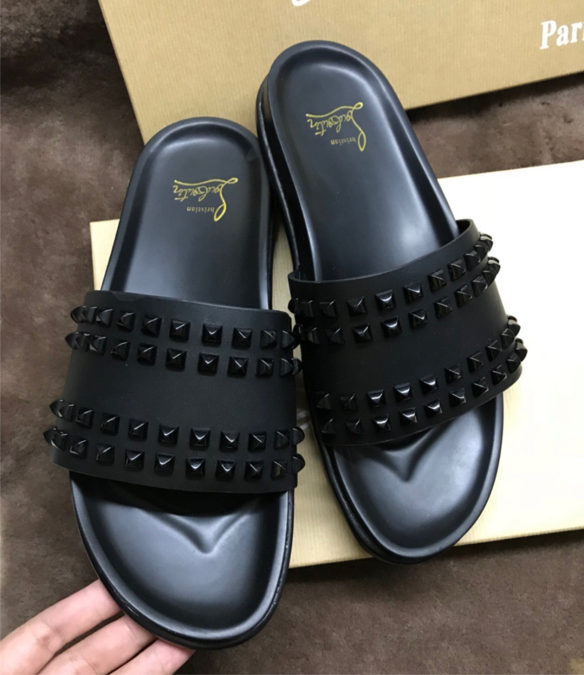 Black red bottom woman sandal