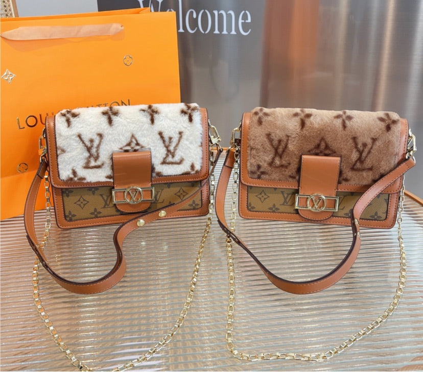 New fur LV crossbody handbag