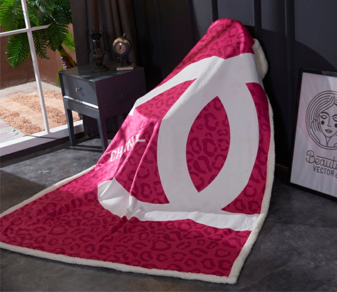 Pink Chanel throw blankets