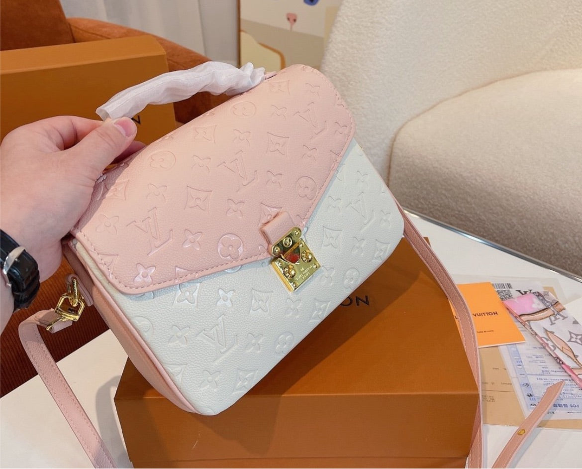 Spring pink/white LV woman handbag