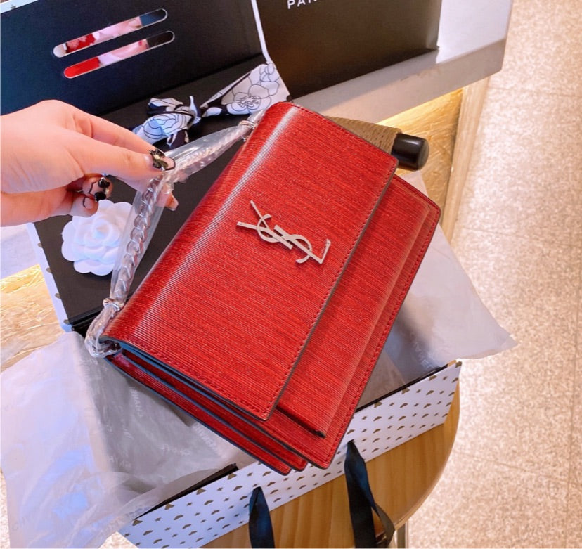 Red/silver YSL new shoulder handbag