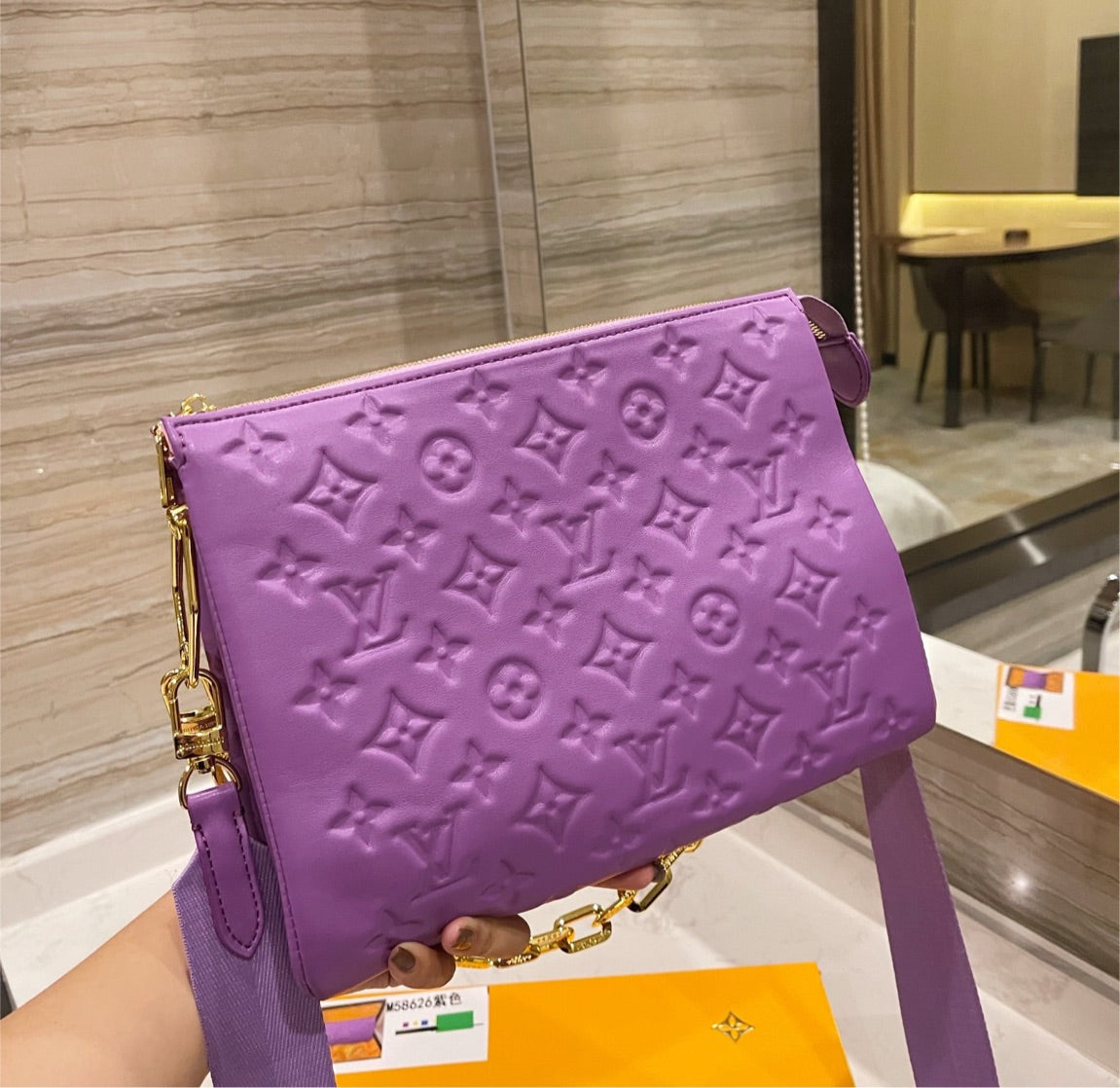 LV purple woman shoulder handbag