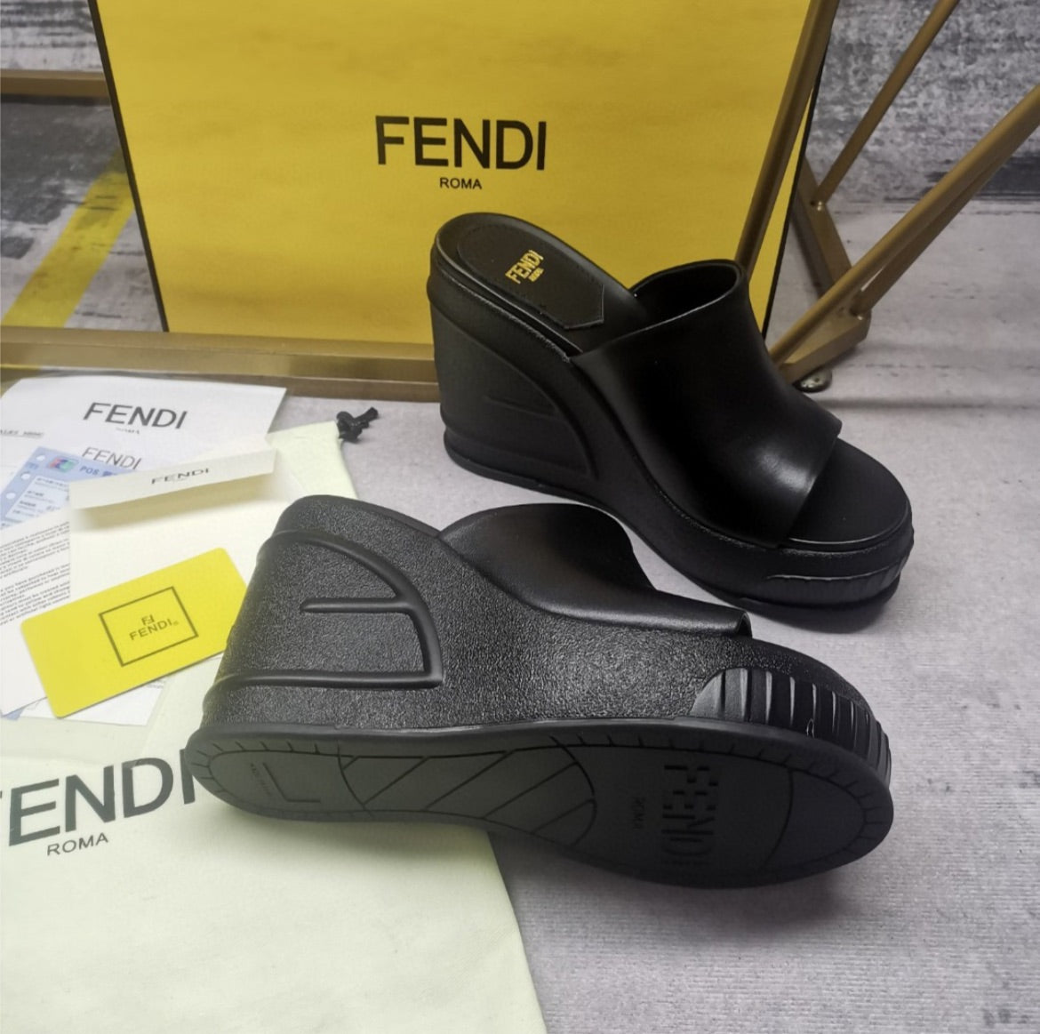 New Fendi slide in wedge