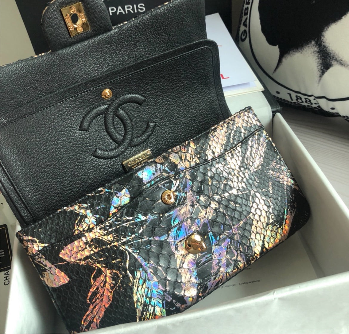Black multi-color Chanel handbag