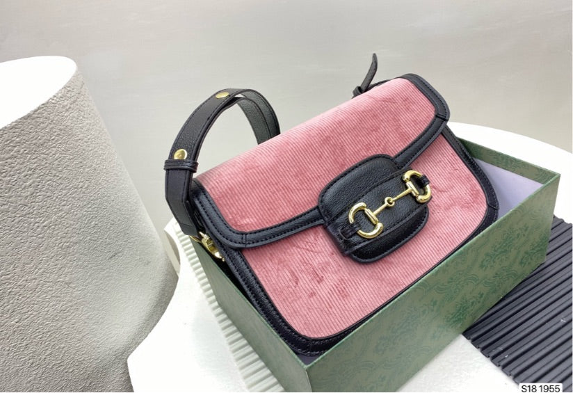 Pink suede material Gucci handbag