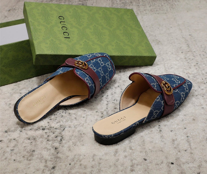 Denim New Gucci slide in shoe