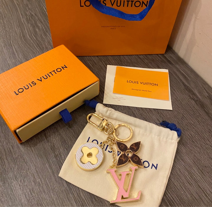 Pink LV key chain