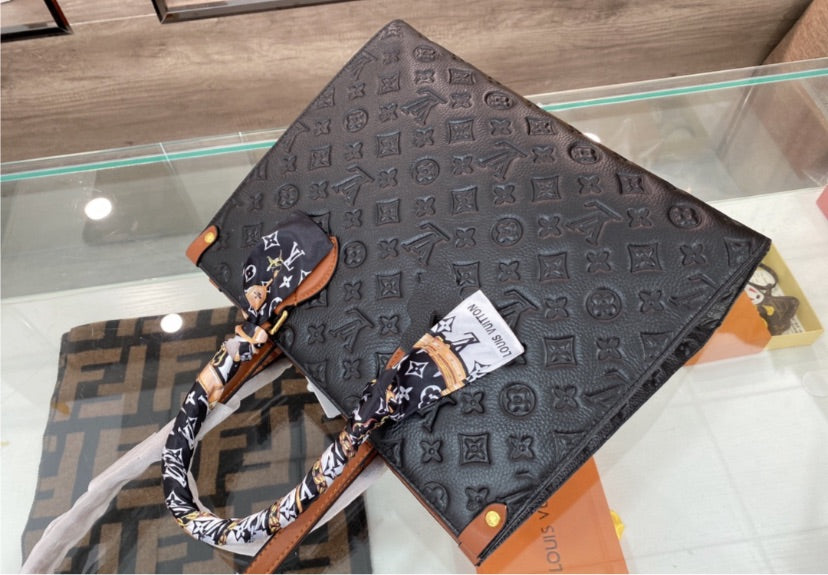 Black leather large LV ladies