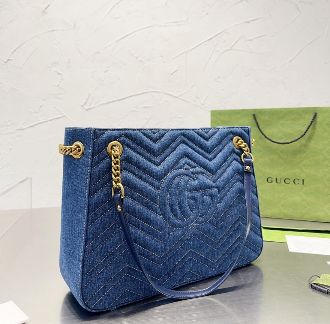 Large Blue denim Gucci handbag