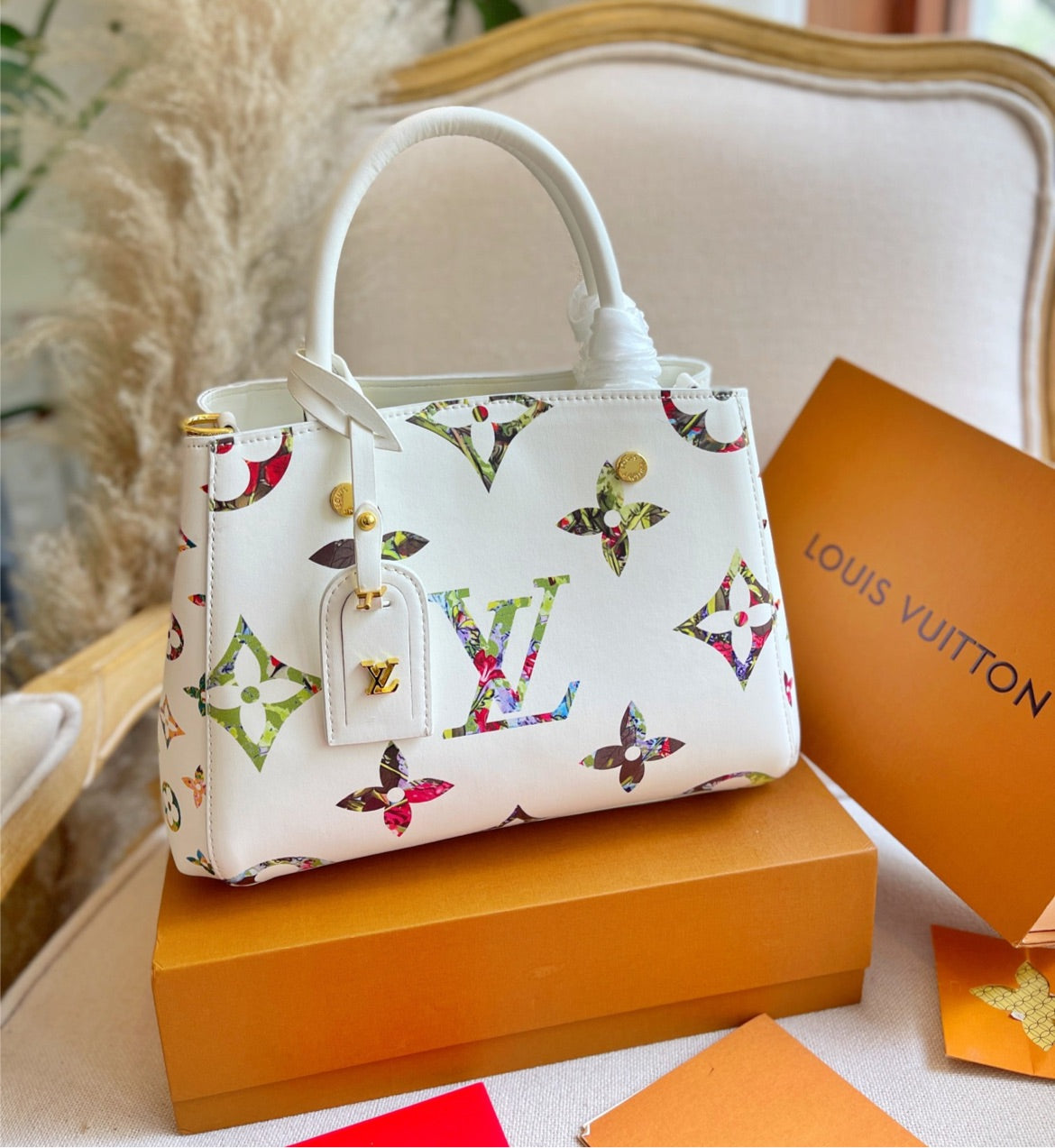 New LV color print shoulder bag