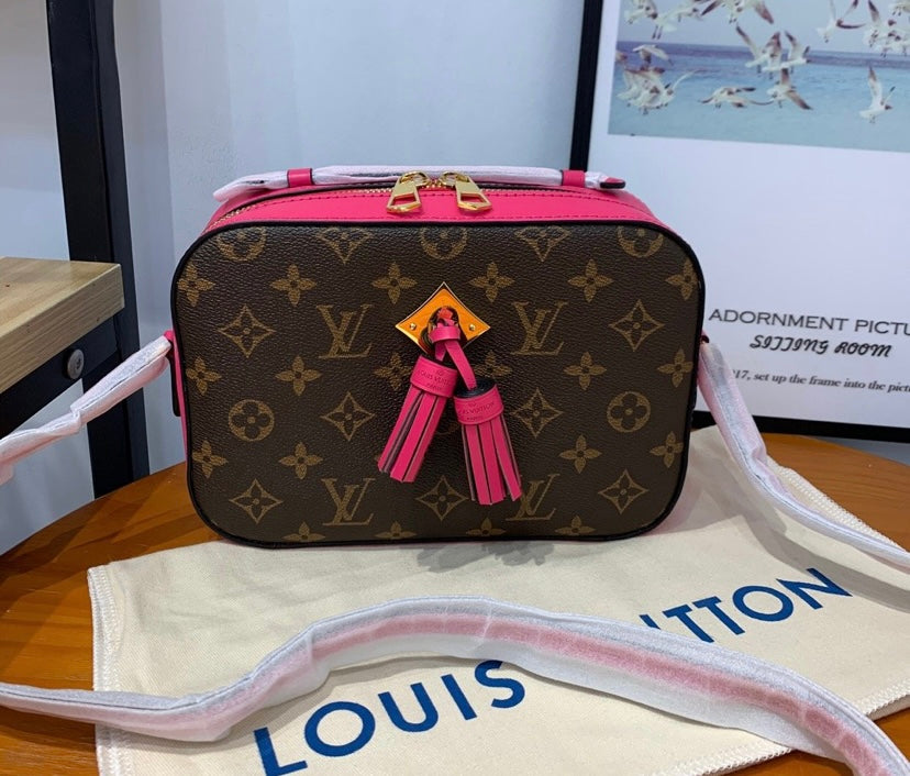 leather brown / Pink LV handbag