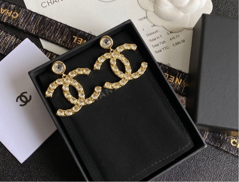 Chanel gold plate earrings