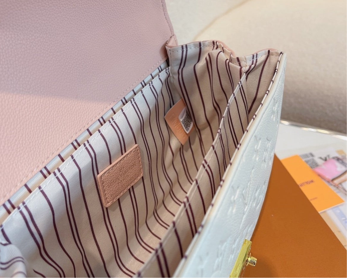 Spring pink/white LV woman handbag