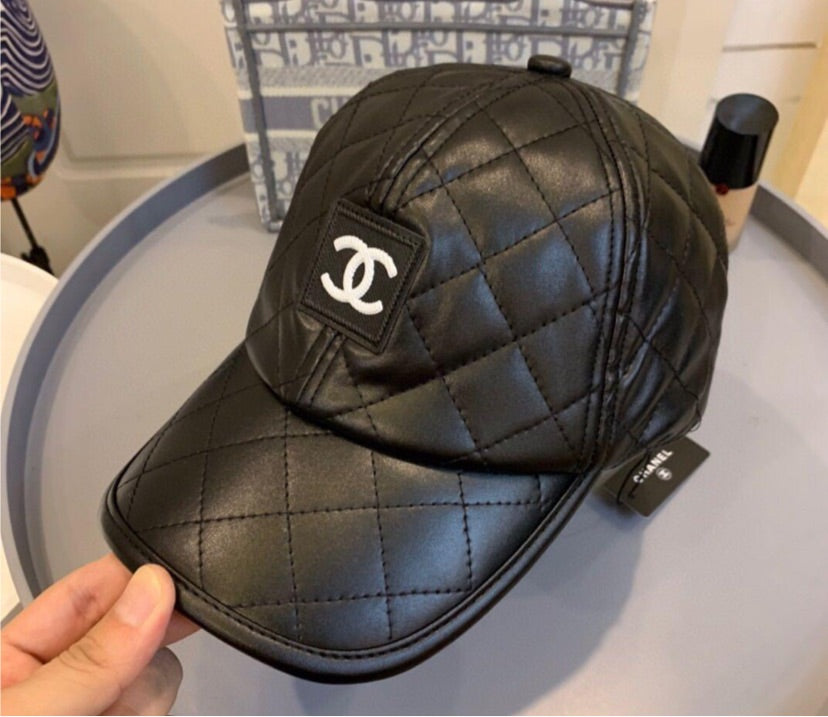 PU leather Chanel hat