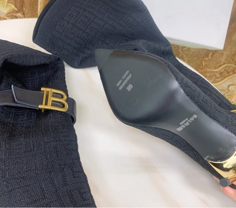 Black Balmain knee high boots