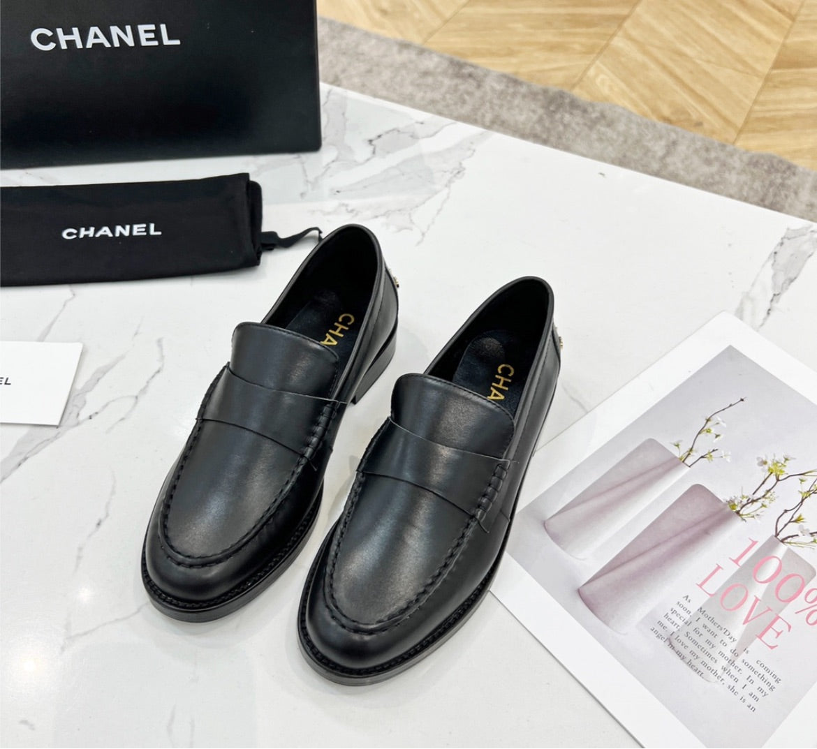 Black Chanel flat shoes