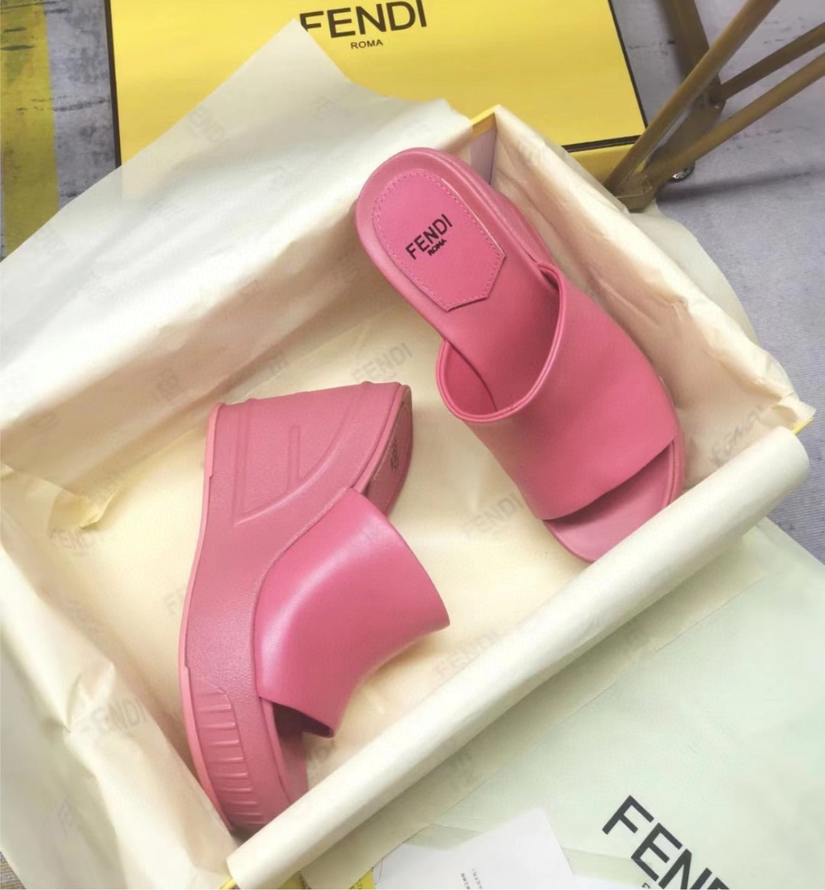 New Fendi slide in wedge