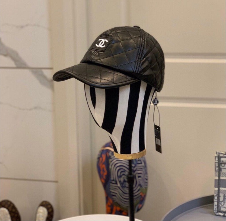 PU leather Chanel hat