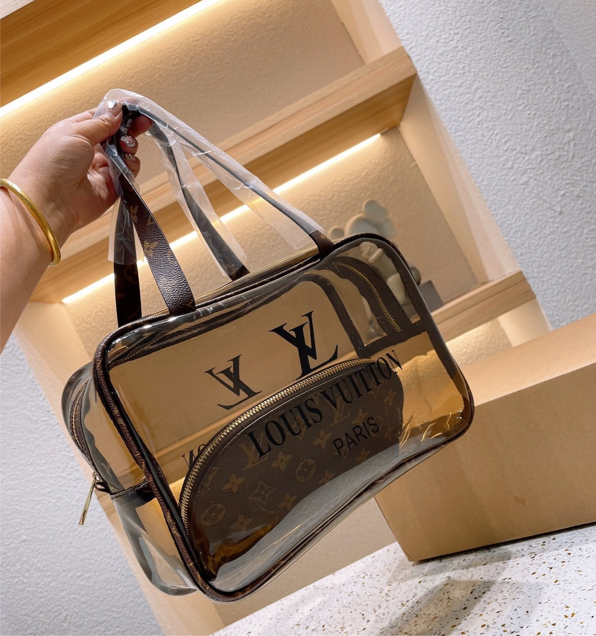 Transparent brand new LV handbag