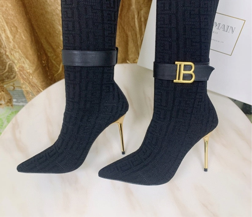 Black Balmain knee high boots