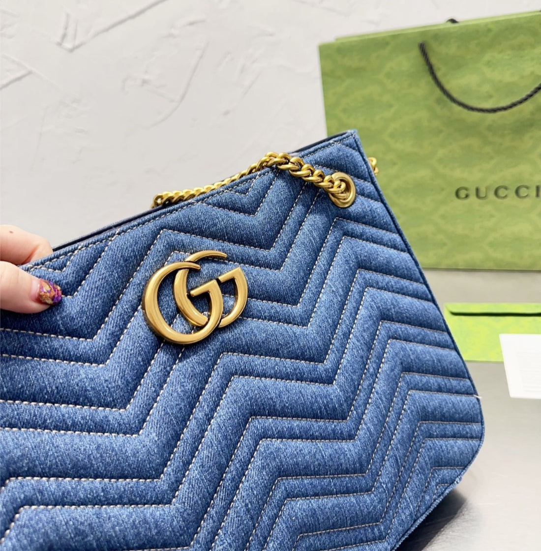 Large Blue denim Gucci handbag