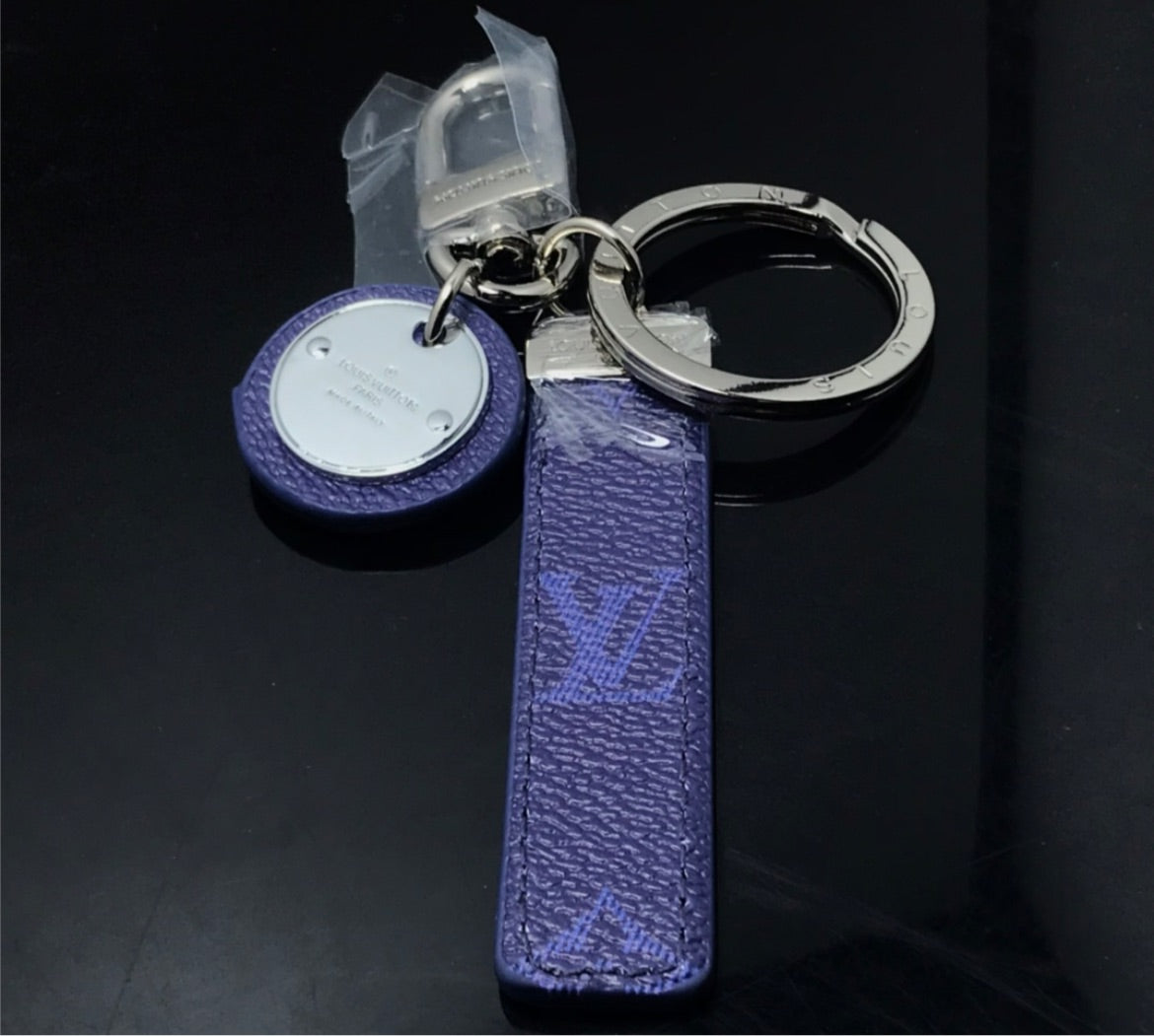 Blue/silver LV handbag keychain