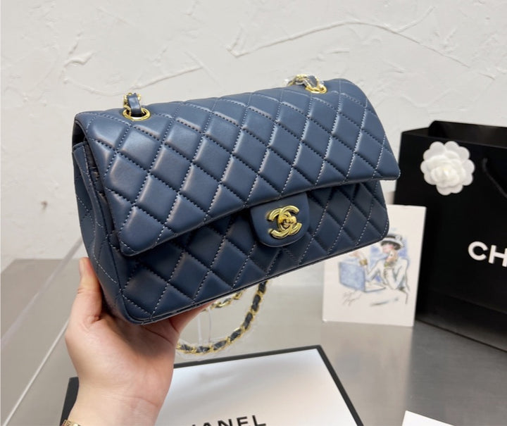 Leather Blue CC woman handbag