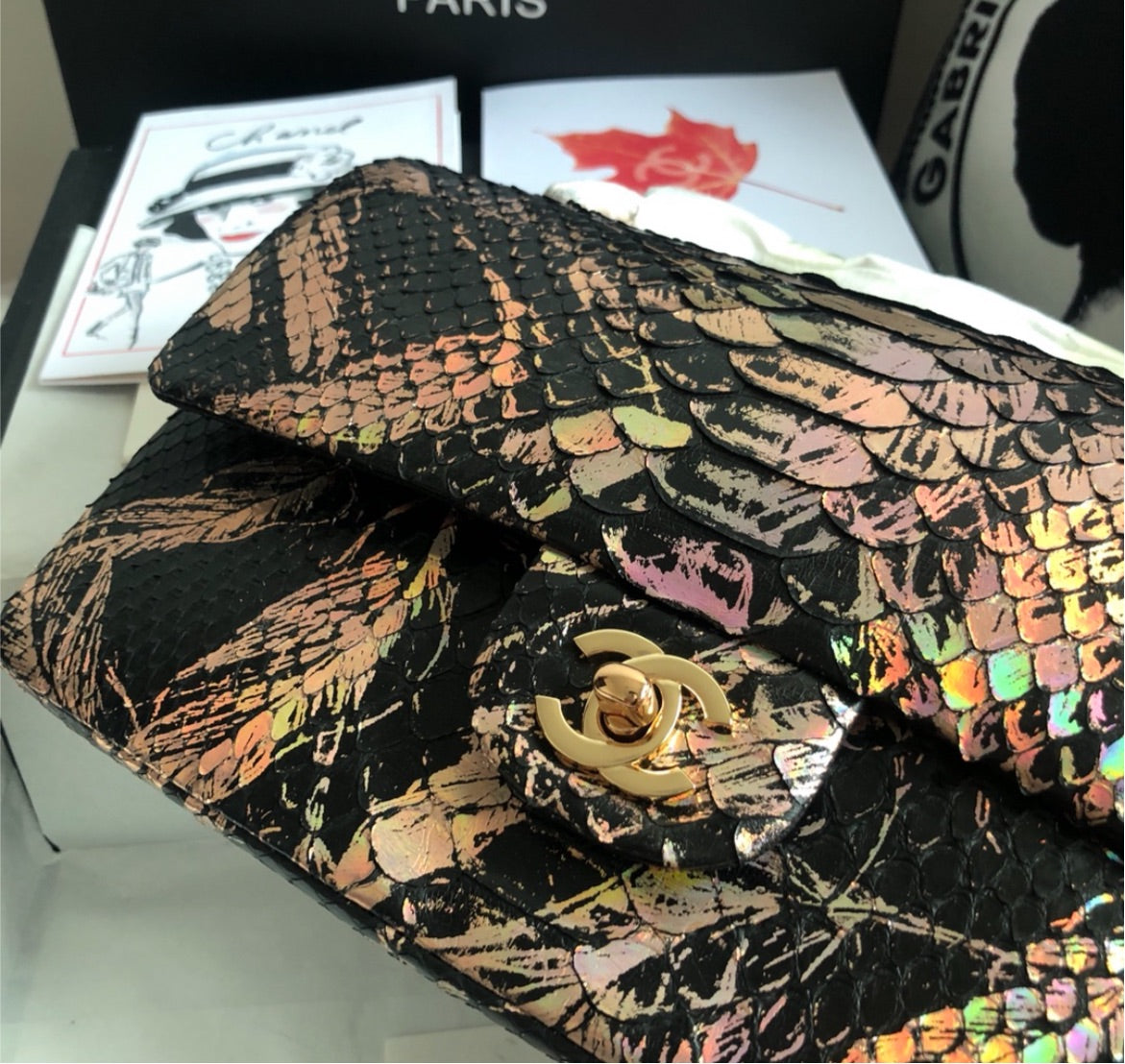 Black multi-color Chanel handbag