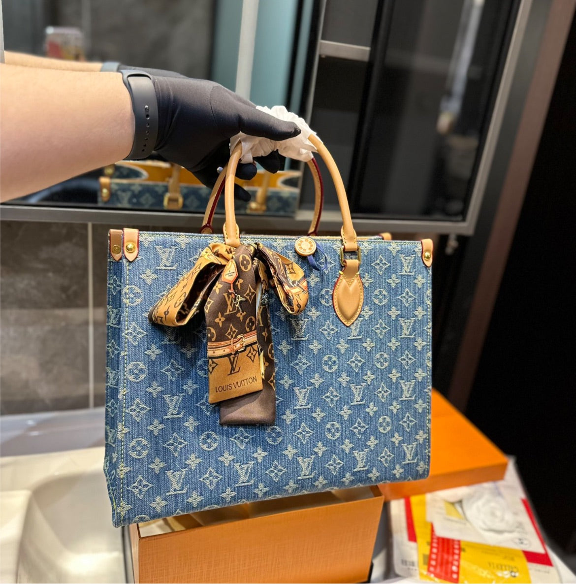 Large LV denim woman handbags