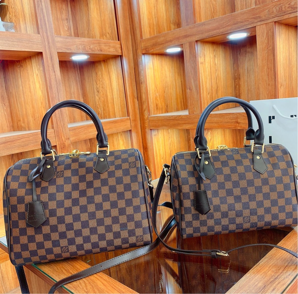 Leather LV woman shoulder handbag