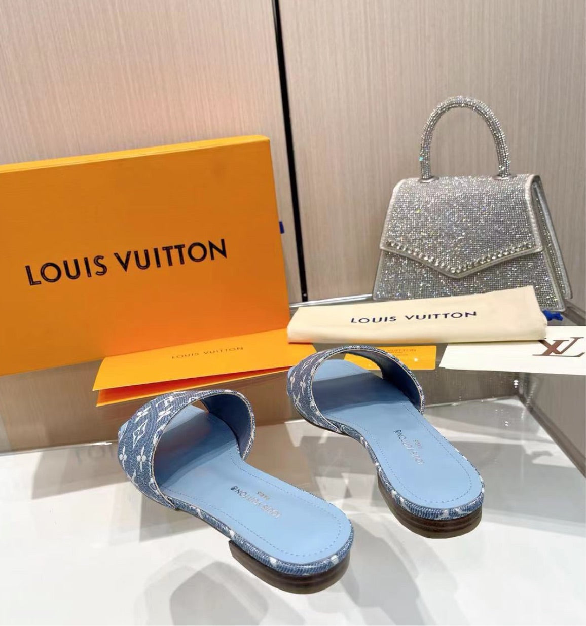 Denim blue LV woman sandal