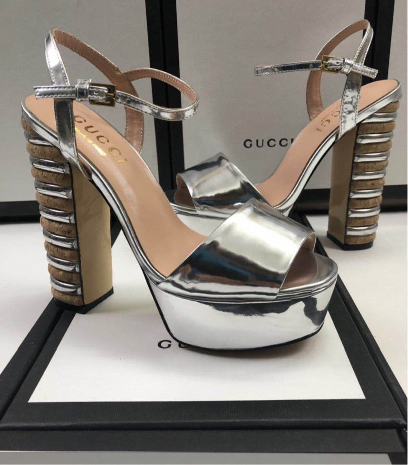 Silver Gucci high heel
