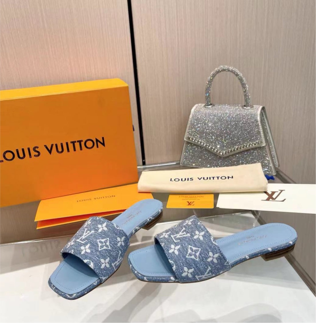 Denim blue LV woman sandal