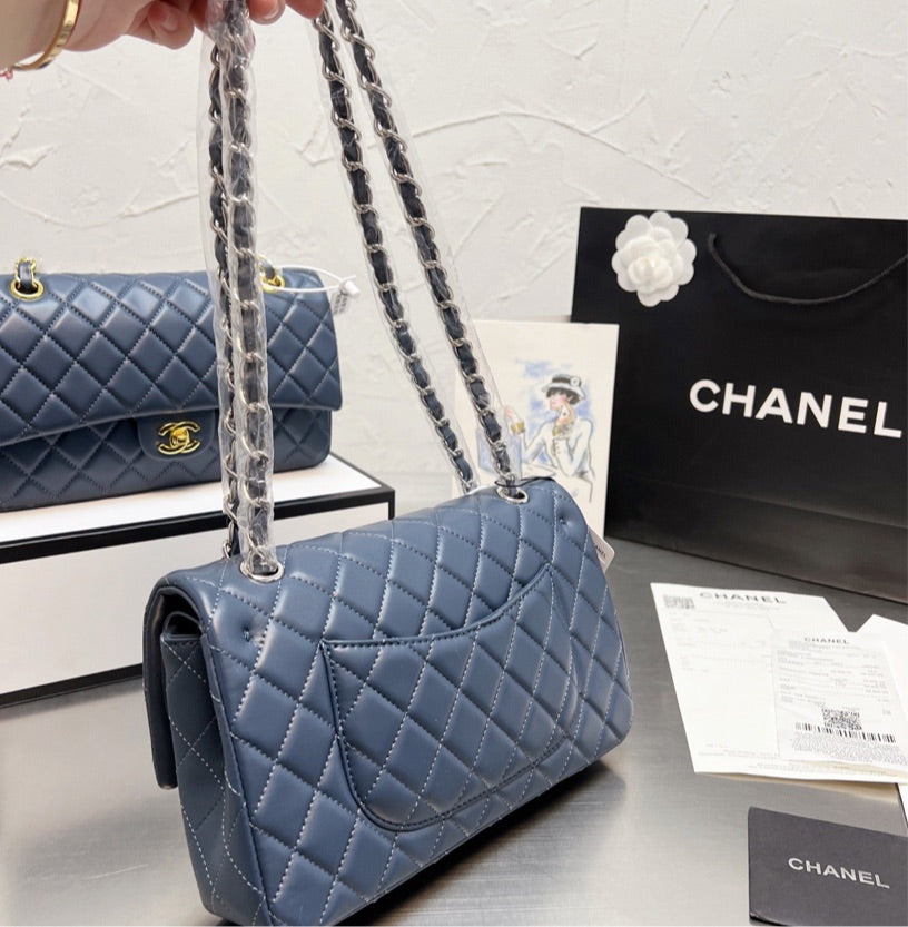 Leather Blue CC woman handbag