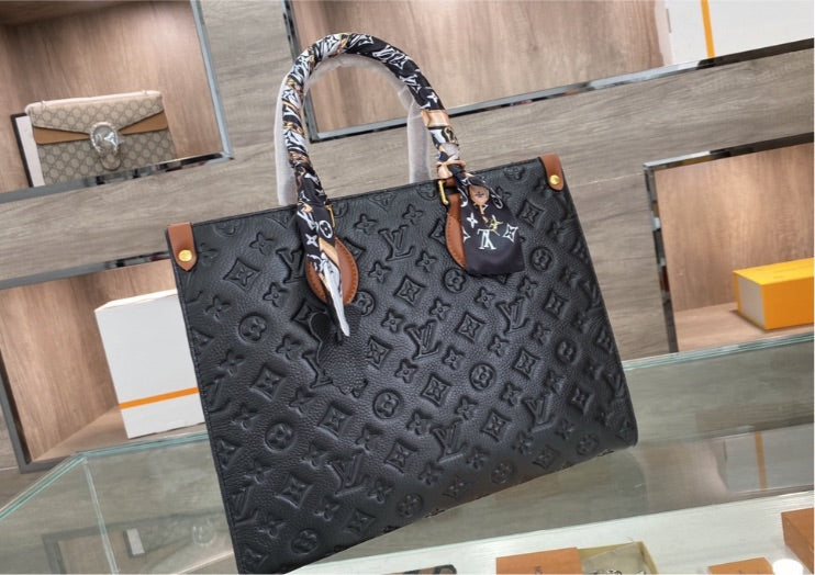 Black leather large LV ladies