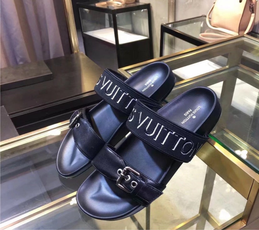 Black LV woman sandals