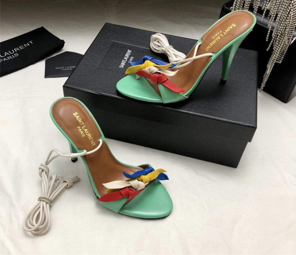 New YSL woman laced up heels