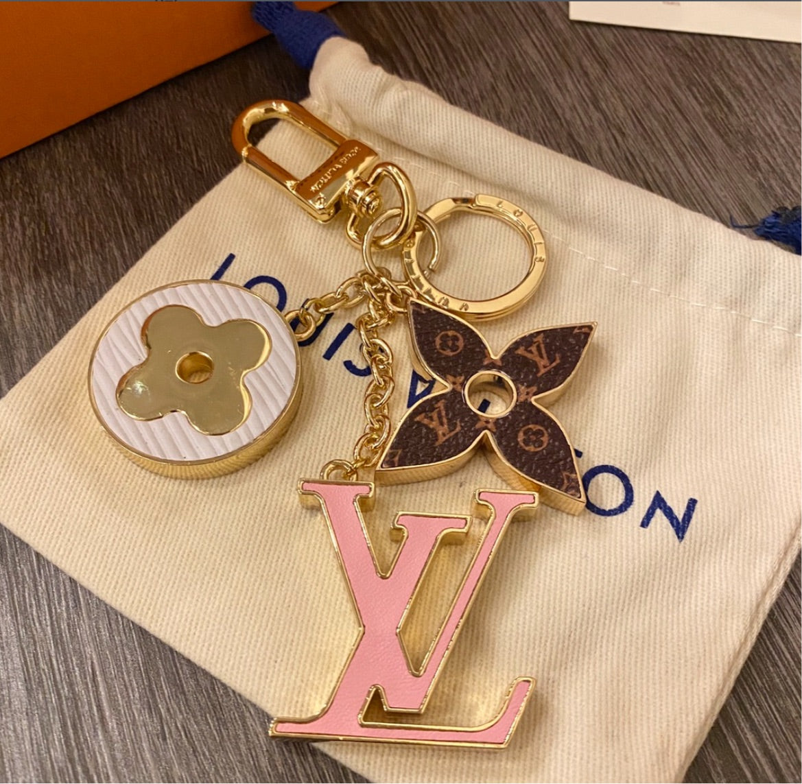 Pink LV key chain