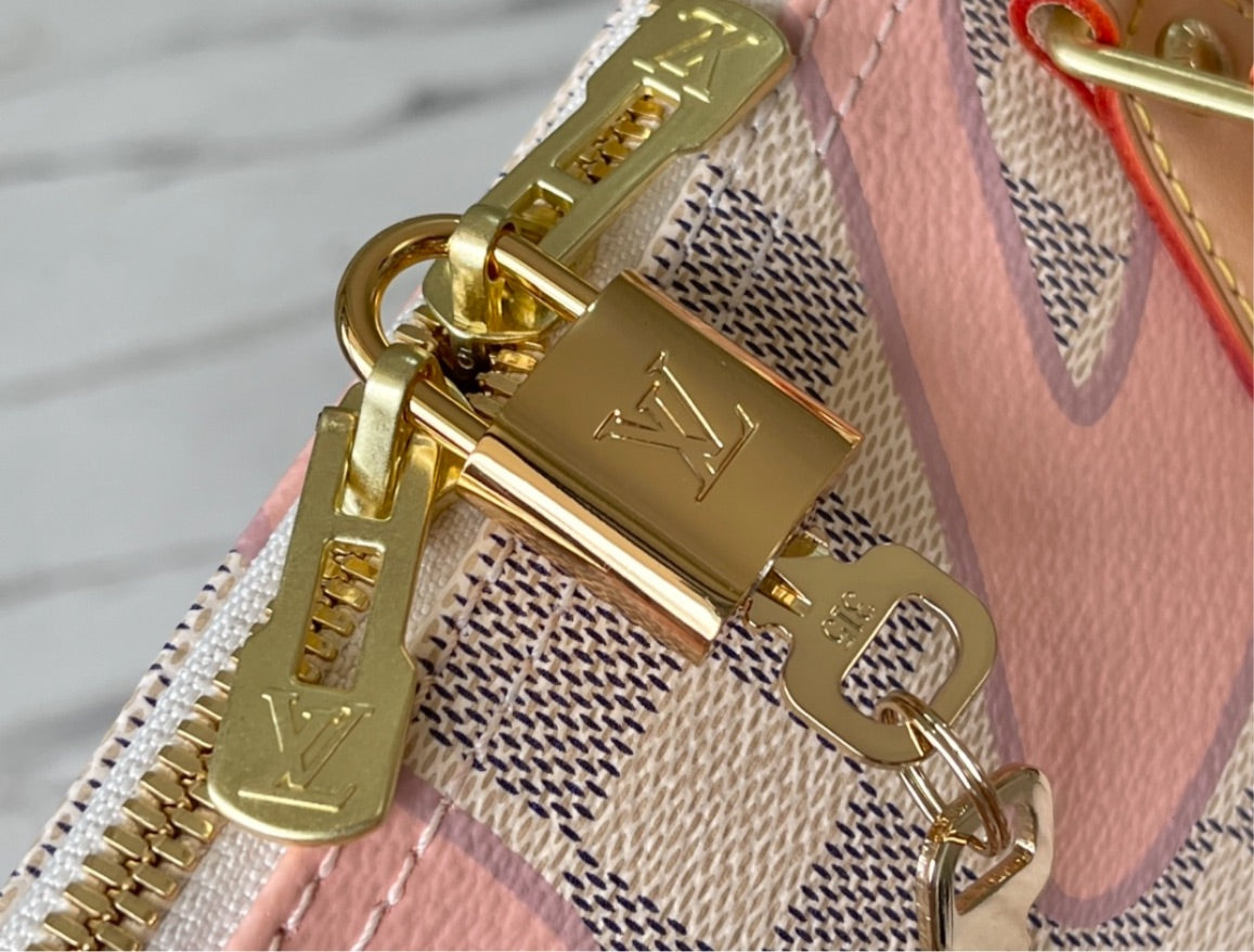 Pink/white LV woman speedy handbag