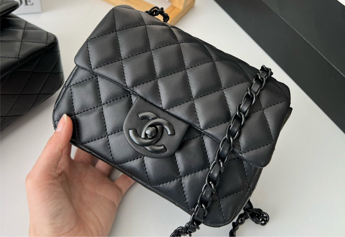 Soft black leather Chanel handbag